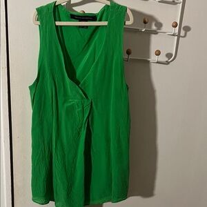 French Connection Vibrant Green 100% silk Sleeveless Blouse